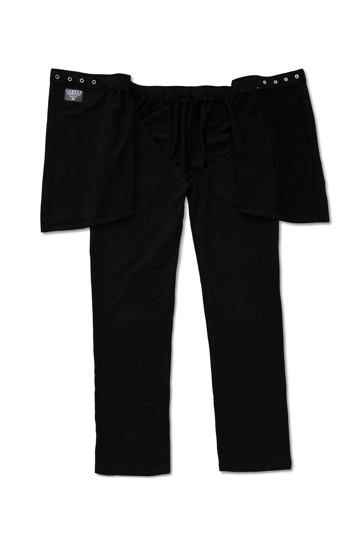 Unisex Black Fleece Adaptive Pants | Open Back, Adaptive Clothing