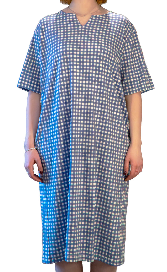 Women's Open Back Gown | Purple Check Adaptive Clothing