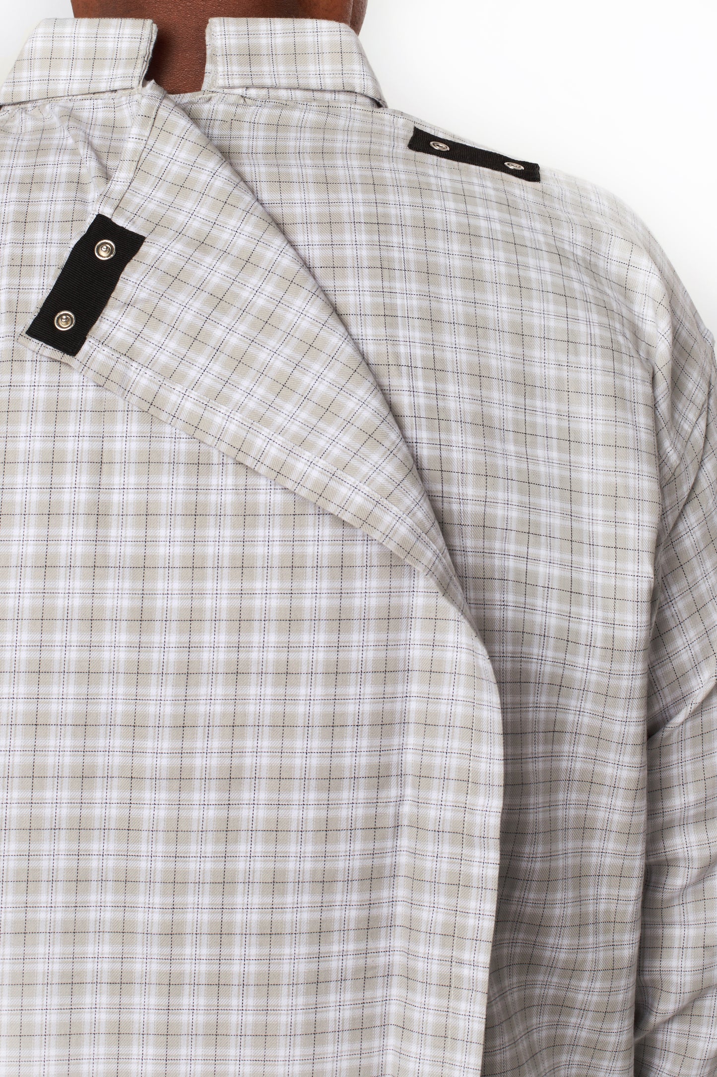Gray Check Open Back Shirt | Adaptive Clothing for Men