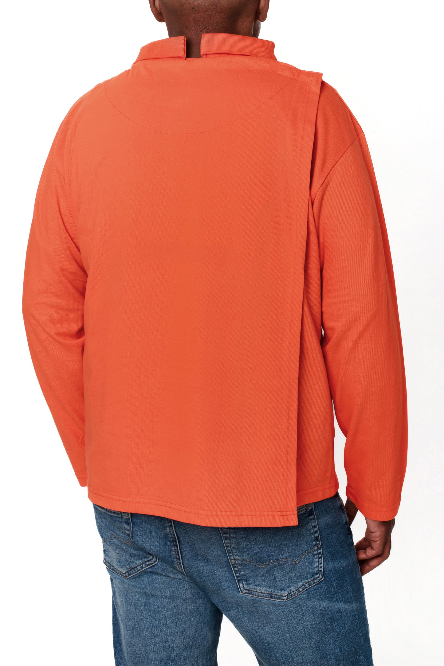 Open-Back Orange Polo T-Shirt Full Sleeves | Adaptive Clothing for Men