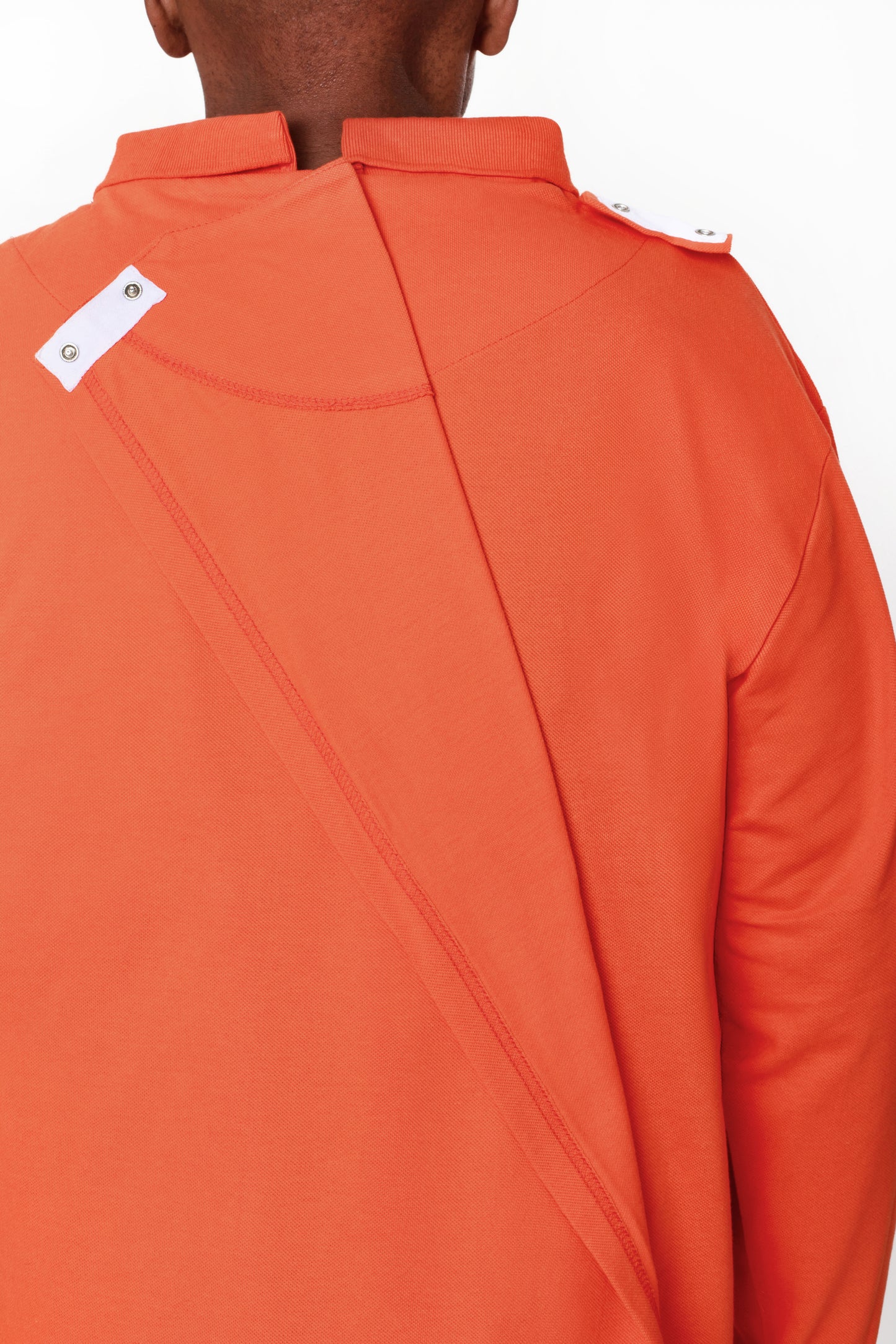 Open-Back Orange Polo T-Shirt Full Sleeves | Adaptive Clothing for Men