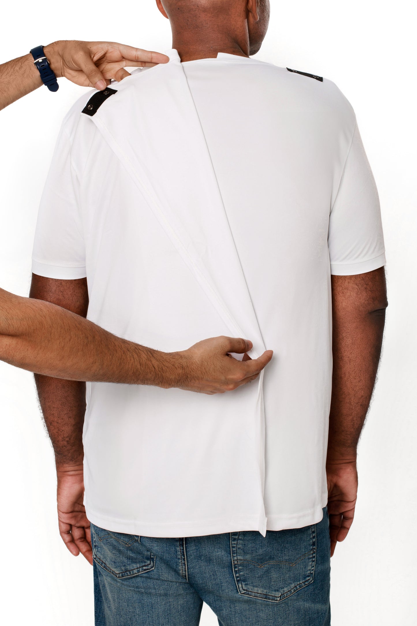 Open-Back White T-Shirt | Round Neck Adaptive Clothing for Men