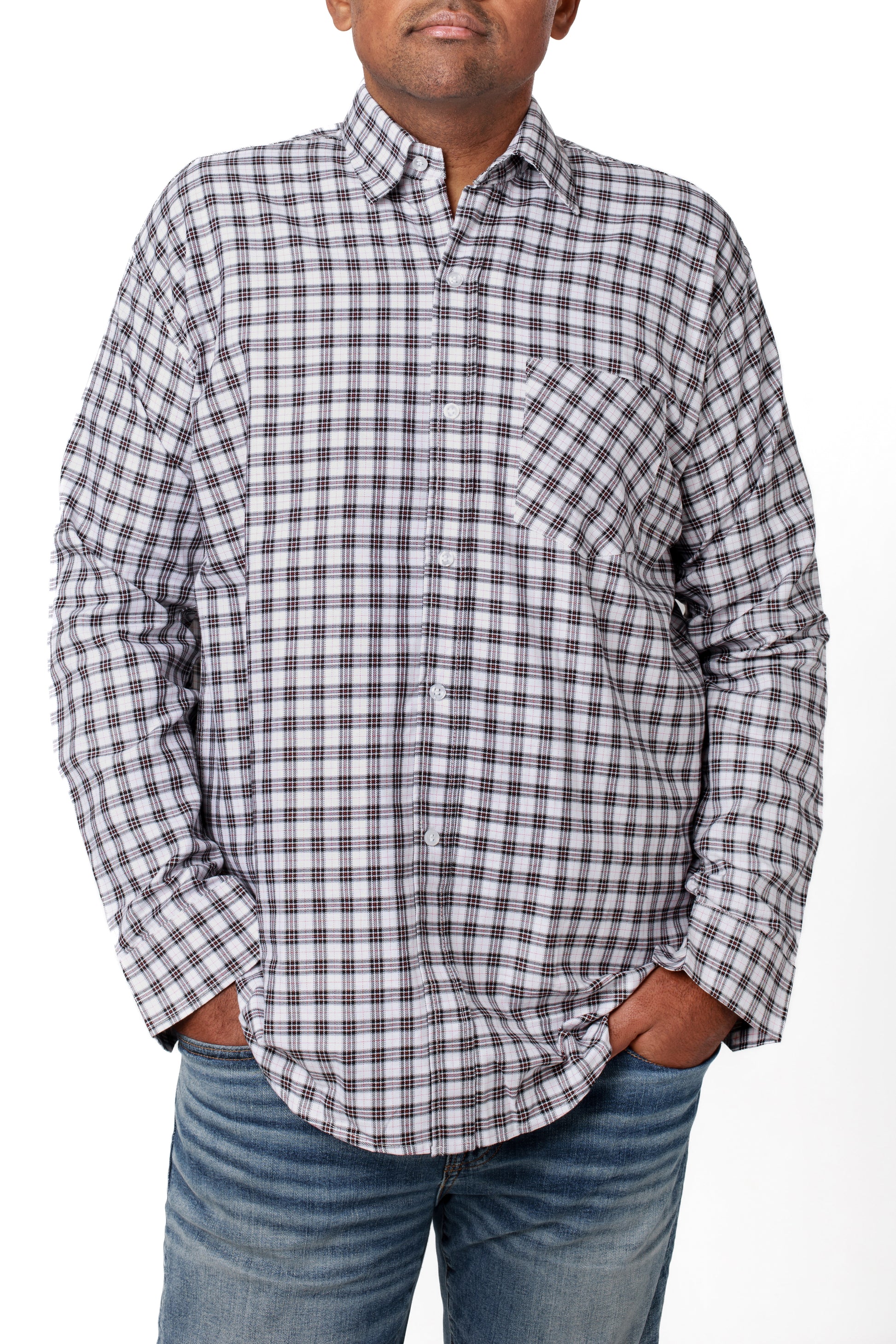 Men's open-back adaptive shirt, offering comfort and easy dressing for seniors, individuals with disabilities, or post-operative needs