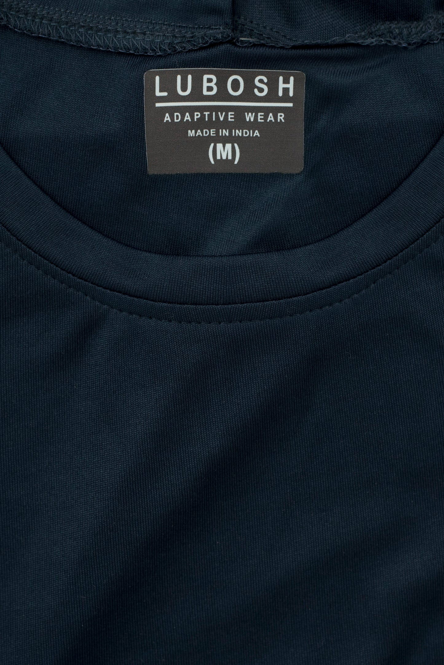 Round Neck Blue T-Shirt | Open Back Adaptive Clothing for Men