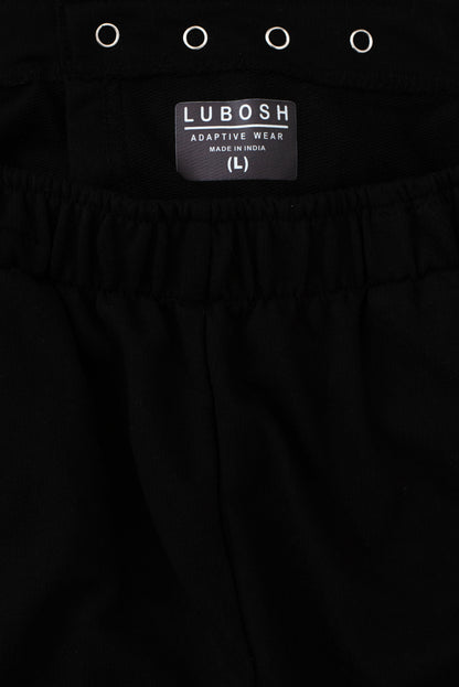 Unisex Black Fleece Adaptive Pants | Open Back, Adaptive Clothing
