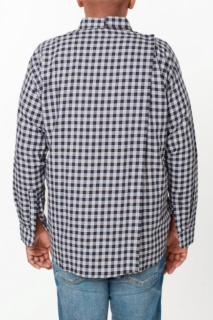 Checkered Open Back Shirt, Full Sleeves | Adaptive Clothing for Men