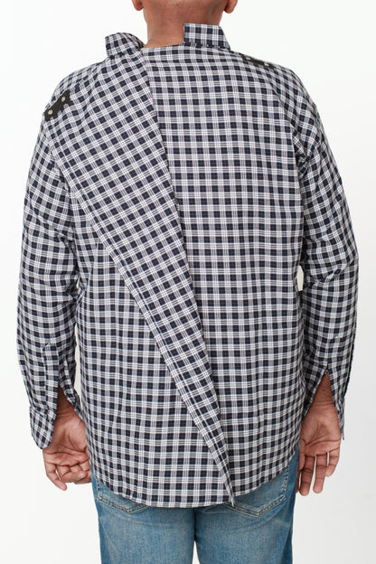 Checkered Open Back Shirt, Full Sleeves | Adaptive Clothing for Men