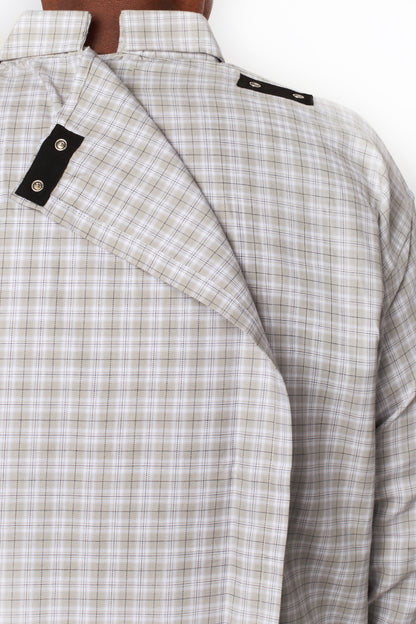 Gray Check Open Back Shirt | Adaptive Clothing for Men