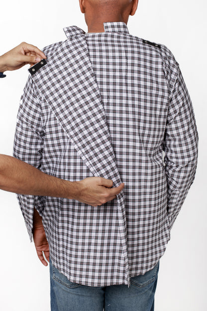 Grey Open Back Shirt | Adaptive Clothing for Men