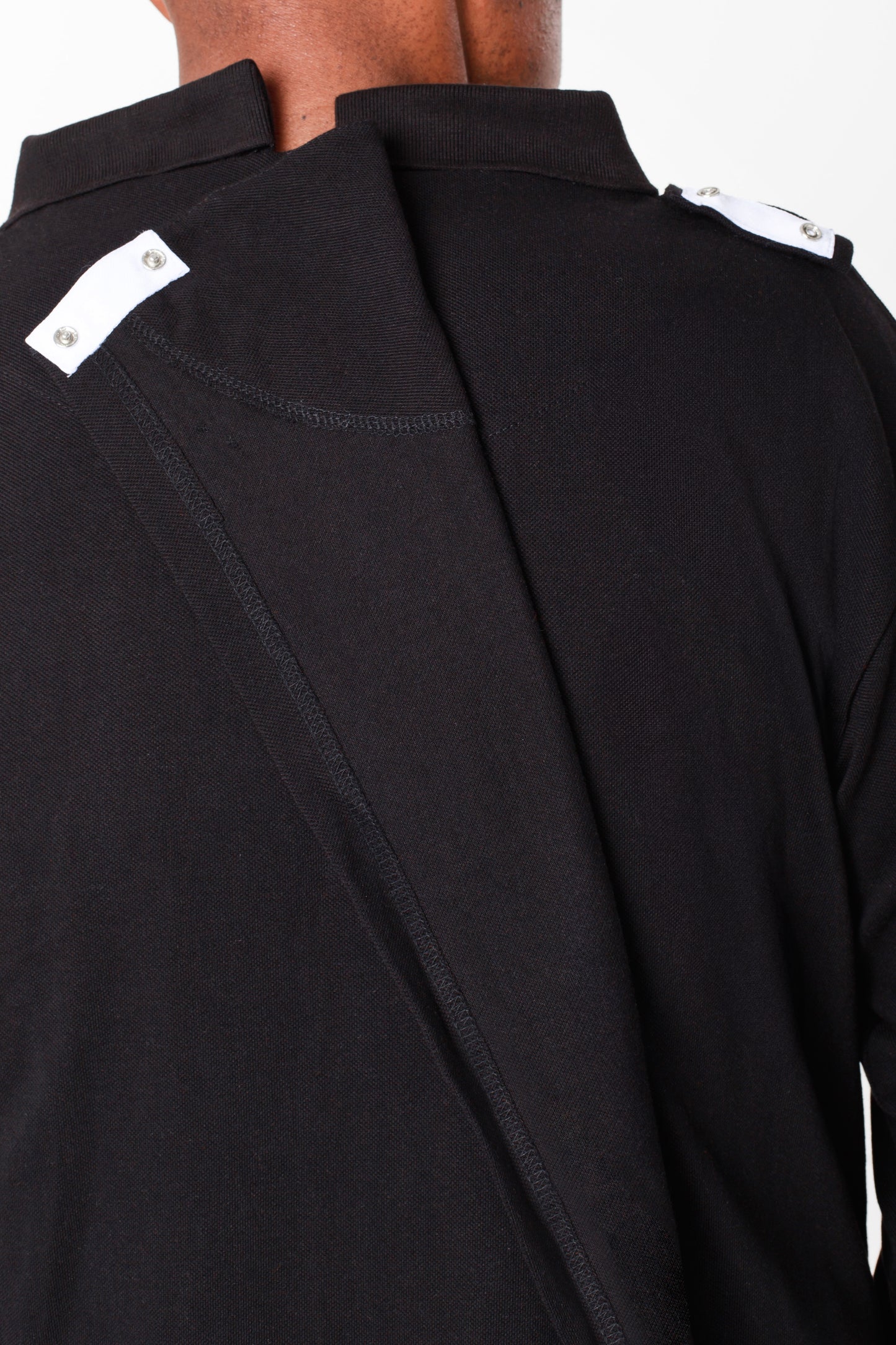 Black Polo Adaptive Clothing for Men Full Sleeves | Open-Back