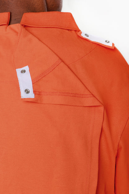 Open-Back Orange Polo T-Shirt Half Sleeves | Adaptive Clothing for Men