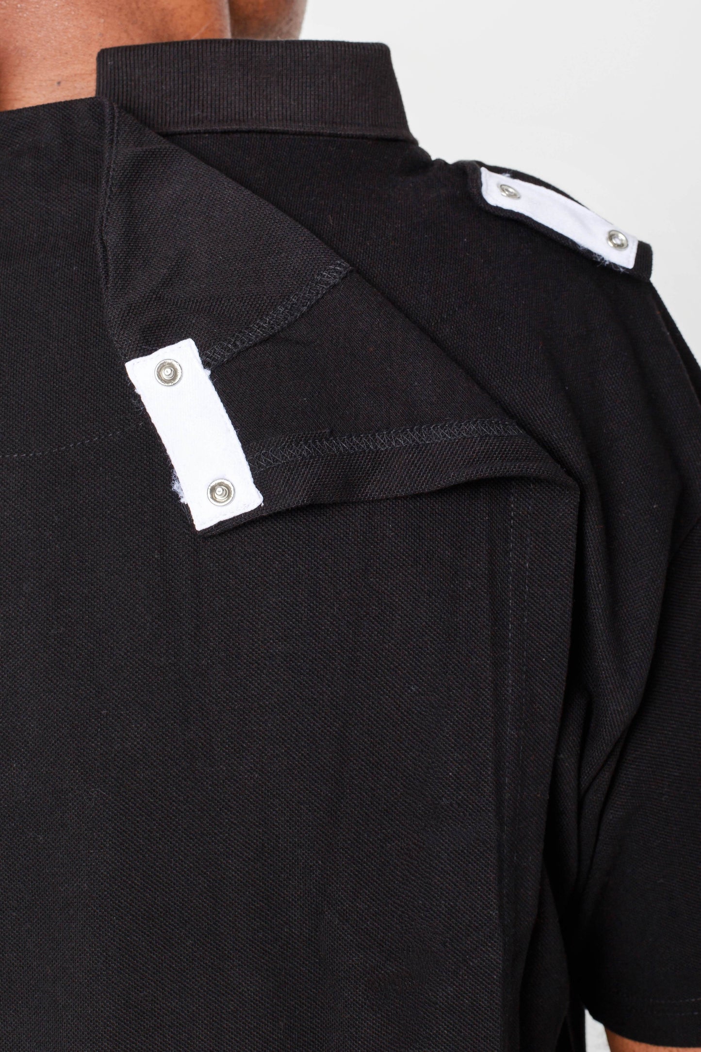 Open Back Polo Black T-Shirt Half Sleeves | Adaptive Clothing for Men