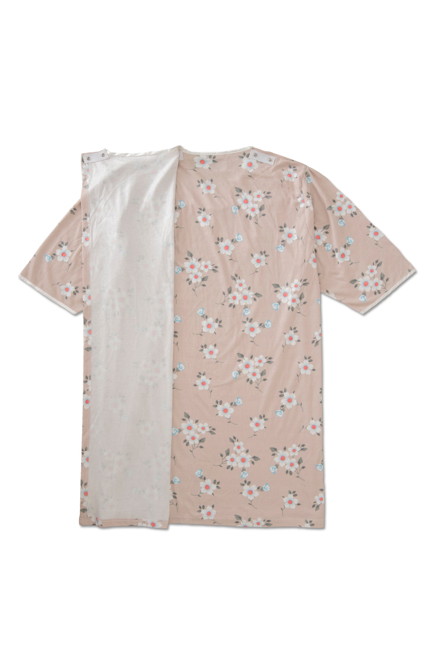 Women’s Beige Open Back gown – Short Sleeves Adaptive Clothing