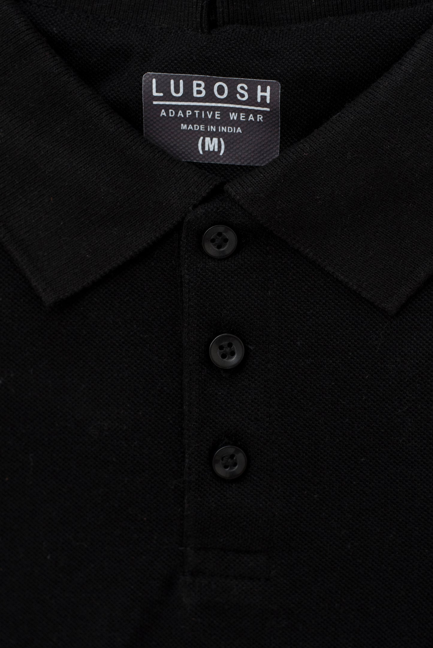 Open Back Polo Black T-Shirt Half Sleeves | Adaptive Clothing for Men